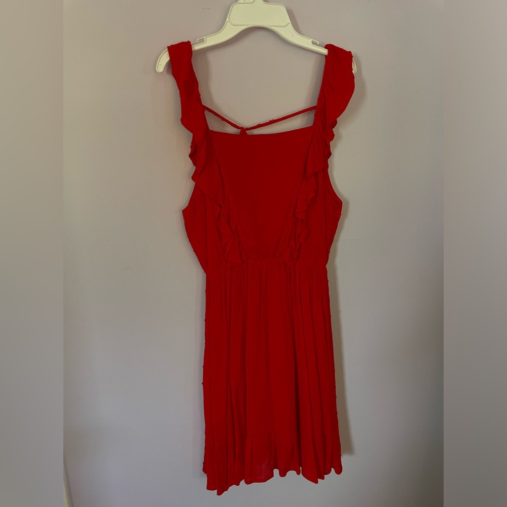 High Neck Red Ruffle Dress - Picture 2 of 5
